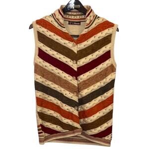 Amrita Vintage Womens Striped Multicolor Knit Vest Small